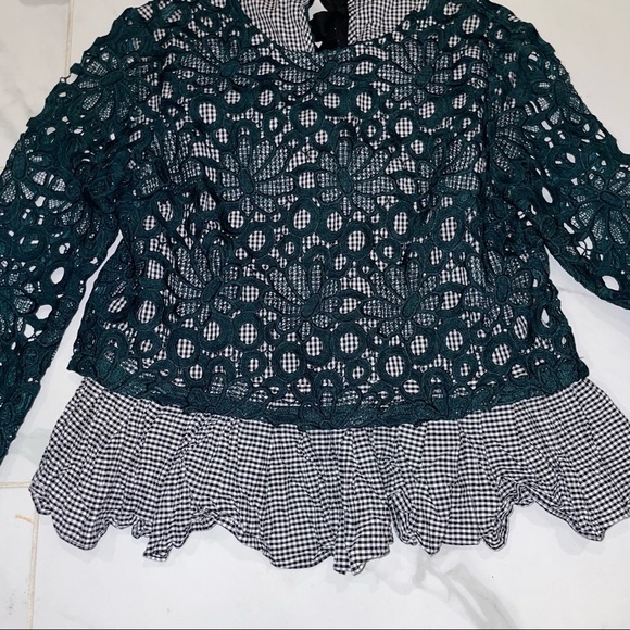 Maeve Gingham & Lace Top - Picture 4 of 7